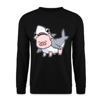 Pig shark costume gift funny pig - Unisex Sweatshirt - black - Front - Alina (178cm) & Michal (187cm)