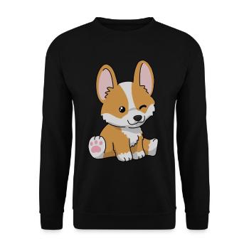 Süßer Corgi Hund Geschenk Frauen Hundeshirt Corgi - Unisex Pullover - Schwarz - Vorne - Alina (178cm) & Michal (187cm)