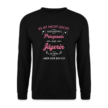 Jägerin Jagd Jagen Prinzessin Geschenk - Unisex Pullover - Schwarz - Vorne - Alina (178cm) & Michal (187cm)