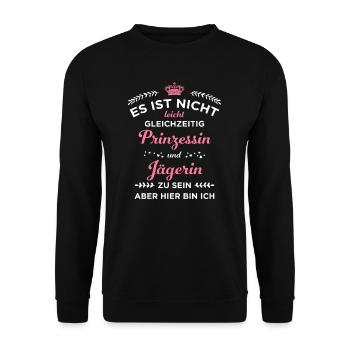 Jägerin Jagd Jagen Prinzessin Geschenk - Unisex Pullover - Schwarz - Vorne - Alina (178cm) & Michal (187cm)