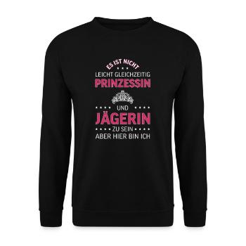 Jägerin Jagd Jagen Prinzessin Geschenk - Unisex Pullover - Schwarz - Vorne - Alina (178cm) & Michal (187cm)