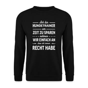 Hundetrainer Hundetrainerin Hundeschule Hunde - Unisex Pullover - Schwarz - Vorne - Alina (178cm) & Michal (187cm)