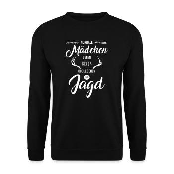 Jäger Jagd Drückjagd Hirsch Jäger Geschenk - Unisex Pullover - Schwarz - Vorne - Alina (178cm) & Michal (187cm)