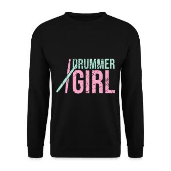 Drummer girl drums - Unisex Sweatshirt - black - Front - Alina (178cm) & Michal (187cm)