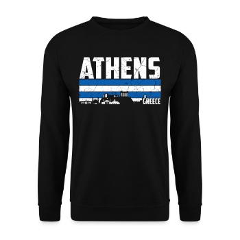 Athens Greece Skyline - Unisex Sweatshirt - black - Front - Alina (178cm) & Michal (187cm)