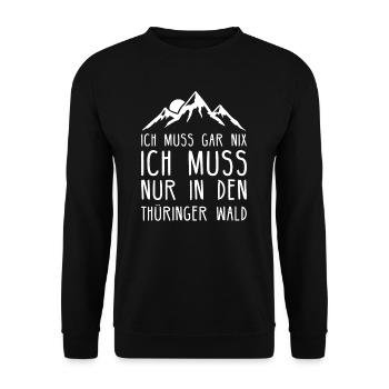 Thüringer Wald Thüringen Freistaat Wandern - Unisex Pullover - Schwarz - Vorne - Alina (178cm) & Michal (187cm)