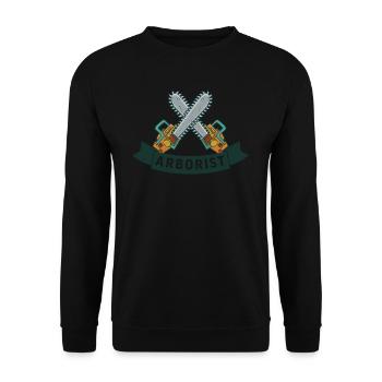 Baumkletterer Baumpfleger Arborist Baumpflege - Unisex Pullover - Schwarz - Vorne - Alina (178cm) & Michal (187cm)