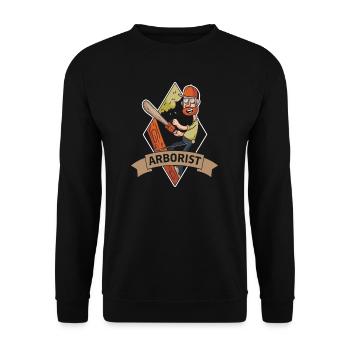 Baumkletterer Baumpfleger Arborist Baumpflege - Unisex Pullover - Schwarz - Vorne - Alina (178cm) & Michal (187cm)