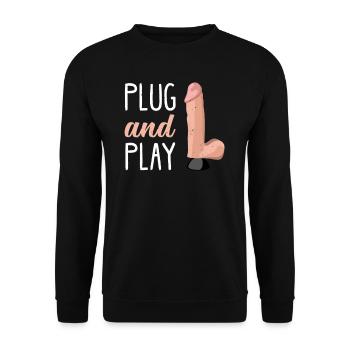 BDSM Bondage Sex Anal Plug Dildo Vibrator Sub - Unisex Pullover - Schwarz - Vorne - Alina (178cm) & Michal (187cm)