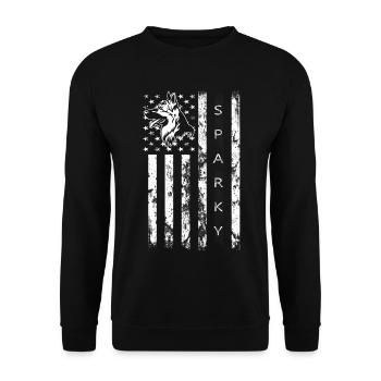 German Shepard American flag graphic - Unisex Pullover - Schwarz - Vorne - Alina (178cm) & Michal (187cm)