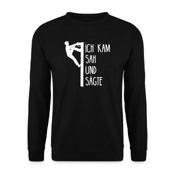 Baumkletterer Baumpfleger Arborist Baumpflege - Unisex Pullover - Schwarz - Vorne - Alina (178cm) & Michal (187cm)
