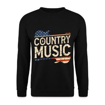 Country Vintage Guitar - Unisex Sweatshirt - black - Front - Alina (178cm) & Michal (187cm)