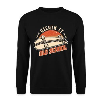 Skateboarding Kickin It Old School Vintage - Unisex Sweatshirt - black - Front - Alina (178cm) & Michal (187cm)