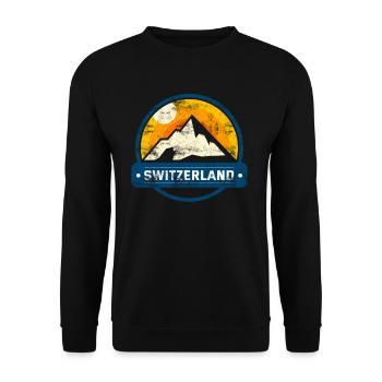 Schweizer Berge Alpen Schweiz - Unisex Pullover - Schwarz - Vorne - Alina (178cm) & Michal (187cm)