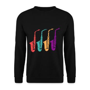 Saxophon Spieler - Unisex Pullover - Schwarz - Vorne - Alina (178cm) & Michal (187cm)