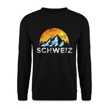 Schweizer Berge Alpen Schweiz - Unisex Pullover - Schwarz - Vorne - Alina (178cm) & Michal (187cm)
