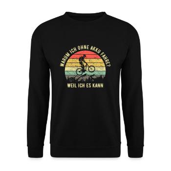 Lustiger Radfahrer Spruch MTB Retro Vintage Bike - Unisex Pullover - Schwarz - Vorne - Alina (178cm) & Michal (187cm)