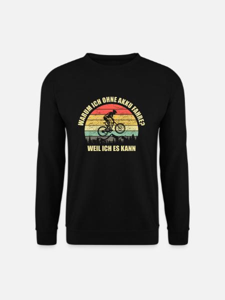 Lustiger Radfahrer Spruch MTB Akku Retro Vintage - Unisex Pullover - Schwarz