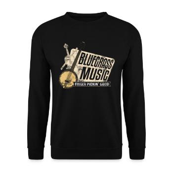 Bluegrass Banjo Gitarren Musik - Unisex Pullover - Schwarz - Vorne - Alina (178cm) & Michal (187cm)