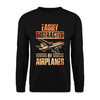 Ich Liebe Flugzeuge Fliegen - Unisex Pullover - Schwarz - Vorne - Alina (178cm) & Michal (187cm)