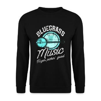 Bluegrass Banjo Gitarrist - Unisex Pullover - Schwarz - Vorne - Alina (178cm) & Michal (187cm)
