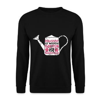 Gartenarbeit gegen Hausarbeit - Unisex Pullover - Schwarz - Vorne - Alina (178cm) & Michal (187cm)