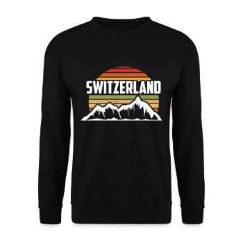Schweizer Berge und Alpen Schweiz - Unisex Pullover - Schwarz - Vorne - Alina (178cm) & Michal (187cm)
