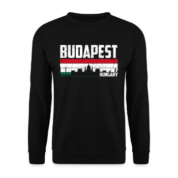 Budapest Skyline Hungary - Unisex Sweatshirt - black - Front - Alina (178cm) & Michal (187cm)