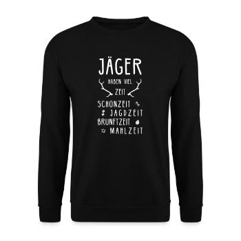 Jäger Geburtstag Jagd Jägerin Drückjagd Jagdschein - Unisex Pullover - Schwarz - Vorne - Alina (178cm) & Michal (187cm)