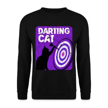 Dartspieler Katze - Unisex Pullover - Schwarz - Vorne - Alina (178cm) & Michal (187cm)