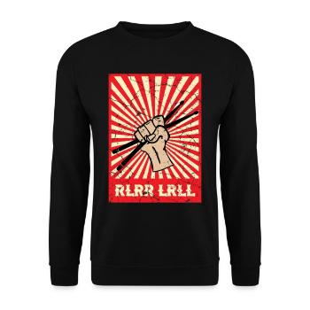Schlagzeuger Drum Sticks - Unisex Pullover - Schwarz - Vorne - Alina (178cm) & Michal (187cm)