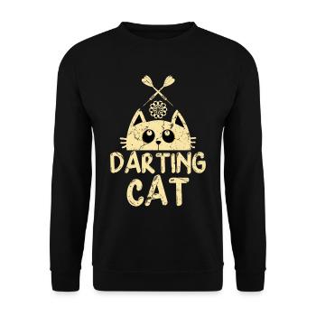 Dartspieler Katze - Unisex Pullover - Schwarz - Vorne - Alina (178cm) & Michal (187cm)