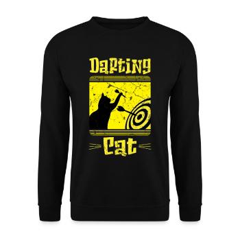 Dartspieler Katze Dart sport - Unisex Pullover - Schwarz - Vorne - Alina (178cm) & Michal (187cm)