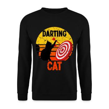 Dartspieler Katze Dart sport - Unisex Pullover - Schwarz - Vorne - Alina (178cm) & Michal (187cm)
