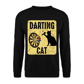 Dartspieler Katze - Unisex Pullover - Schwarz - Vorne - Alina (178cm) & Michal (187cm)