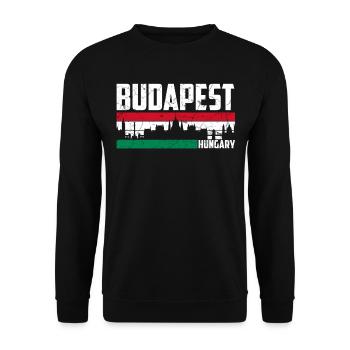 Ville natale de la Hongrie d'horizon de Budapest - Sweat-shirt Unisexe - noir - Devant - Alina (178cm) & Michal (187cm)