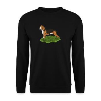 Deutsche Bracke I Jagdhund Motiv für Jäger - Unisex Pullover - Schwarz - Vorne - Alina (178cm) & Michal (187cm)