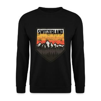 Schweizer Berge und Alpen Schweiz - Unisex Pullover - Schwarz - Vorne - Alina (178cm) & Michal (187cm)