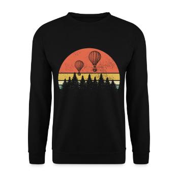 Balloon Flying Vintage Hot Air Balloon - Unisex Sweatshirt - black - Front - Alina (178cm) & Michal (187cm)