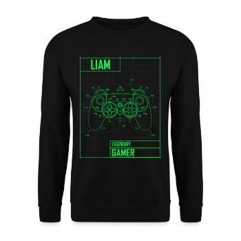 Liam Name Geschenk Personalisiert Legendärer - Unisex Pullover - Schwarz - Vorne - Alina (178cm) & Michal (187cm)