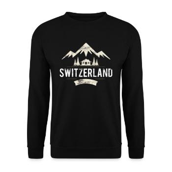 Schweizer Berge Alpen Schweiz - Unisex Pullover - Schwarz - Vorne - Alina (178cm) & Michal (187cm)