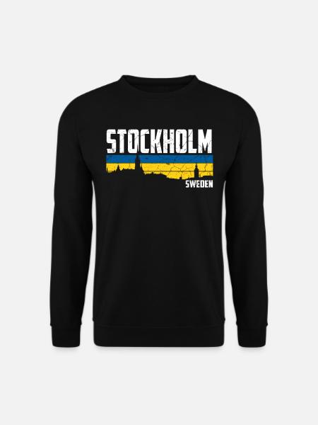 Stockholm Schweden Flagge - Unisex Pullover - Schwarz