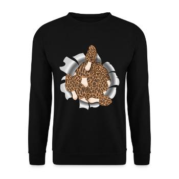 Morchel Pilz Jäger Pilze Mykologie Pilz - Unisex Pullover - Schwarz - Vorne - Alina (178cm) & Michal (187cm)