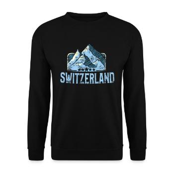 Schweizer Berge und Alpen Schweiz - Unisex Pullover - Schwarz - Vorne - Alina (178cm) & Michal (187cm)