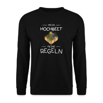Mein Hochbeet meine Regeln I Selbstversorger - Unisex Pullover - Schwarz - Vorne - Alina (178cm) & Michal (187cm)