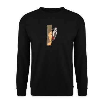 Buntspecht I bird hunter forest motif for - Unisex Sweatshirt - black - Front - Alina (178cm) & Michal (187cm)