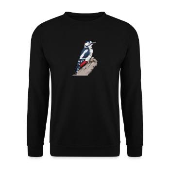 Buntspecht I bird hunter forest motif for - Unisex Sweatshirt - black - Front - Alina (178cm) & Michal (187cm)