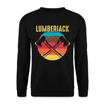 Lumberjack Holzarbeiter Forstwart Holzbearbeitung - Unisex Pullover - Schwarz - Vorne - Alina (178cm) & Michal (187cm)