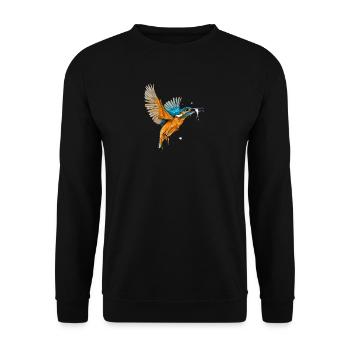 Eisvogel I Kingfisher Naturschutz Motiv für - Unisex Pullover - Schwarz - Vorne - Alina (178cm) & Michal (187cm)