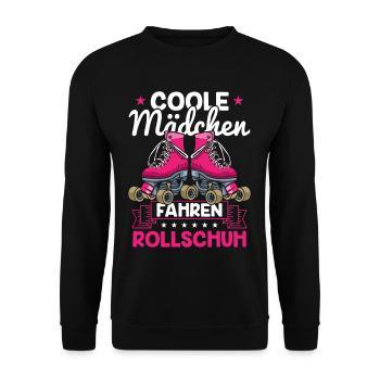 Rollschuhfahren Coole Mädchen fahren Rollschuh - Unisex Pullover - Schwarz - Vorne - Alina (178cm) & Michal (187cm)